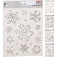 dekorace 30x42cm, STŘÍBRNÁ, mix druhů, vánoční okenní