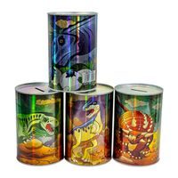 pokladnička DINOSAUŘI LESK, MIX, d10x15cm, plech