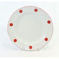 talíř d24cm mělký ČERVENÝ PUNTÍK, čes.porcelán