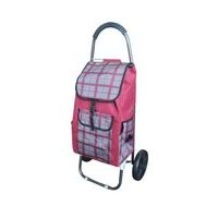 taška s kol., KÁRO červené, (24kg) přední, boční kapsy, textil