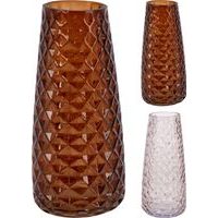 váza 10x21cm, vroubkovaná, mix barev, sklo