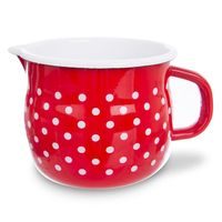 hrnek d14cm, v.13cm TEČKA, výl., červ.smalt