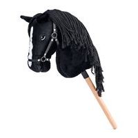 FAUNICA Hobby horse Cortez, černý kůň na tyči, provázková hříva
