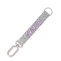 Krátká klíčenka s karabinkou Silver glitter