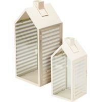 PROGARDEN Lucerna kovová sada 2 ks 18 / 14 cm bílá KO-NB1251550