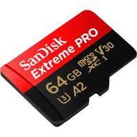 SanDisk Extreme PRO microSDXC 64 GB + SD Adapter 200 MB/s and 90 MB/s A2 C10 V30 UHS-I U3