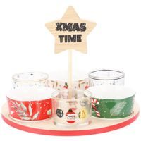 EXCELLENT HOUSEWARE Servírovací sada vánoční 6 ks porcelán, sklo bambus KO-278001640