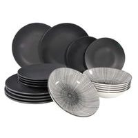 Nezařazeno SADA JÍDELNÍHO NÁDOBÍ NAGANO 18KS,GLAZ.KERAM Č/B_hamashop