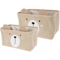 HOMESTYLING Dětský úložný koš na prádlo i hračky kvádr sada 2 ks béžová KO-HZ1993160bezo