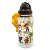 láhev 0,45l PIRÁT, brčko+víčko, d7x19cm, dětská, závěs, nerozb.plast