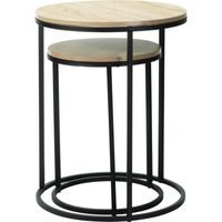 H & S COLLECTION Odkládací stolek sada 2 ks černá/dřevo 40+50 cm KO-KR8200400