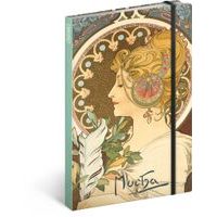 Notes Alfons Mucha – Pero, nelinkovaný, 13 × 21 cm Baagl