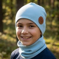 Dětský set (čepice + nákrčník), MY MIMI - Baby blue
