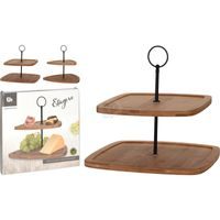 EXCELLENT HOUSEWARE Etažér dřevěný 2 patra čtverec 23,5 cm KO-170490960ctve