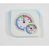 teploměr 8,5x8,5cm+vlhkoměr, hranatý, -20°C+50°C, plast