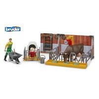 BRUDER bworld - kráva a telátko s farmářem