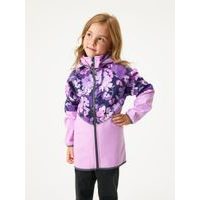 Unuo Dětská softshellová bunda s fleecem Slim, Lila, Kytky