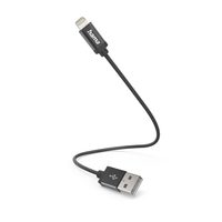 Hama MFi USB kabel pro Apple, USB-A Lightning, 0,2 m, opletený, černý