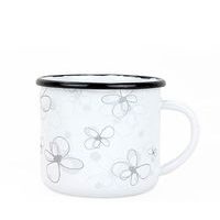 hrnek d 8cm bílý, KVĚTY, PREMIUM, 0,35l smalt