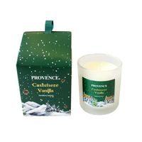 Provence SVÍČKA VE SKLE VÁNOČNÍ MATNÁ BÍLÁ 7X8CM 135G ZELEN_hamashop