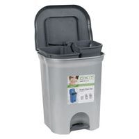 koš odp.2x11l DUO, Step-Close, stříbr., pedál, 37x29x46cm