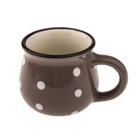 hrnek 75ml TM.ŠEDÝ, BÍLÝ PUNTÍK, d6x5cm, keramika