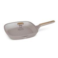 BERLINGERHAUS Grilovací pánev s titanovým povrchem a poklicí 28 cm Taupe Nordic Collection BH-8336