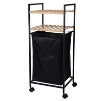 EXCELLENT HOUSEWARE Regál do koupelny s košem na prádlo 2 police dřevo/kov KO-784500070