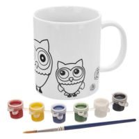 Hrnek s barvami a štětcem SOVA 0,38 l