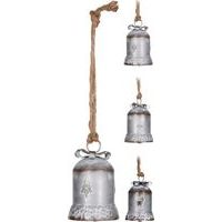 závěs ZVONEK BAŇATÝ 12cm, šedý, 3druhy, kov/juta