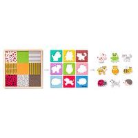 WOODY Puzzle se zvířátky, tvary-barva