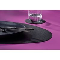 KELA Podtácky Stone PU kůže černá 4 kusy 12x10cm KL-12655