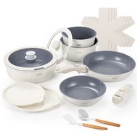 CS KOCHSYSTEME Sada nádobí CSK Vertical Grain 17 dílů matná krémová CS-100896