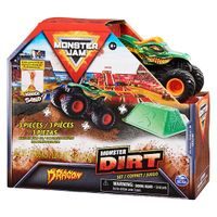 SpinMaster MONSTER JAM - sběratelský kovový model Monster Truck, Dragon set s doplňky, 1:64