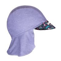 Unuo, Funkční čepice s kšiltem a plachetkou UV 50+, Žíhaná holubičí šedá, Mořský svět (Unuo functional UPF 50+ cap with peak)