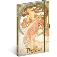 NOTIQUE Notes Alfons Mucha – Tanec, linkovaný, 13 x 21 cm