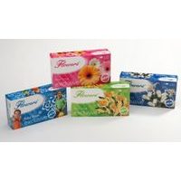 kapesníky kosmet.2vr.,100ks, Flowers,krabička,4dekory