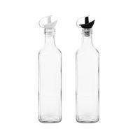 láhev 0,50l, čtverc. sklo, nálevka zel. nebo černá, plast
