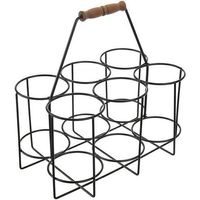 nosič 6ks lahví (piv)29x19,5x28,5cm, nosn. 5kg, kov/dřevo