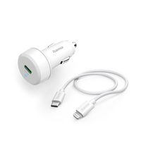 Hama set: rychlá USB nabíječka do vozidla USB-C PD 20 W + kabel USB-C Lightning 1 m