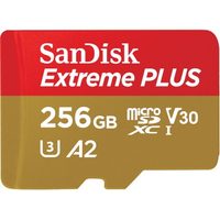SanDisk Extreme PLUS microSDXC 256 GB + SD Adapter 200 MB/s and 140 MB/s A2 C10 V30 UHS-I U3