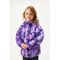 Unuo Dětská oboustranná bunda Duo, Lila, Kytky