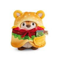 NICI NICI plyš MyMochi Tygr Tiggy 8cm v kostýmu hamburger a okurkou,set dárkové balení 8,5x6,5x10cm