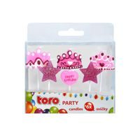 TORO SVÍČKA ZAPICHOVACÍ - "HVĚZDY A KORUNKY", 6KS_hamashop