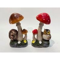 dekorace MUCHOMŮRKA+SOVA nebo JEŽEK, 10x6x17cm, polystone