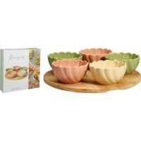 SIAKI Miska na pochutiny porcelán sada 6 ks čtverec reliéfní KO-798000250ctre
