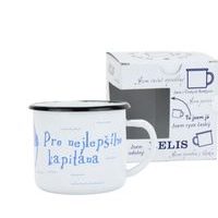 hrnek d 8cm bílý, NEJLEPŚÍ KAPITÁN, 0,35l, čes.smalt, DB krabička
