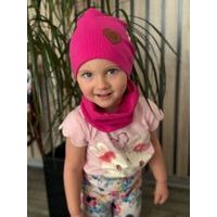 Dětský set (čepice + nákrčník), MY MIMI - Tmavě růžová