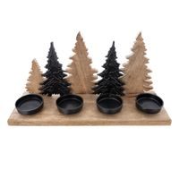 O Svícen adventní dřevo/kov MANGO stromy