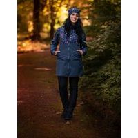 Unuo, Dámský softshellový kabát s fleecem, Žíhaná Tm. Modrá, Lístečky